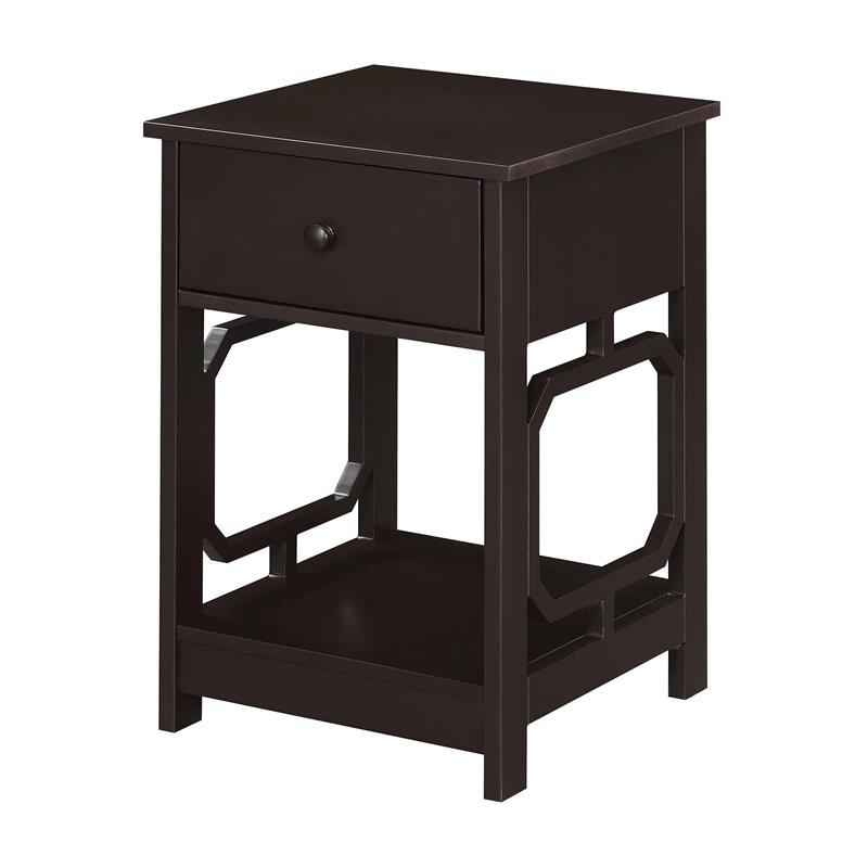 Home Square One-Drawer End Table in Espresso Wood Finish - Set of 2