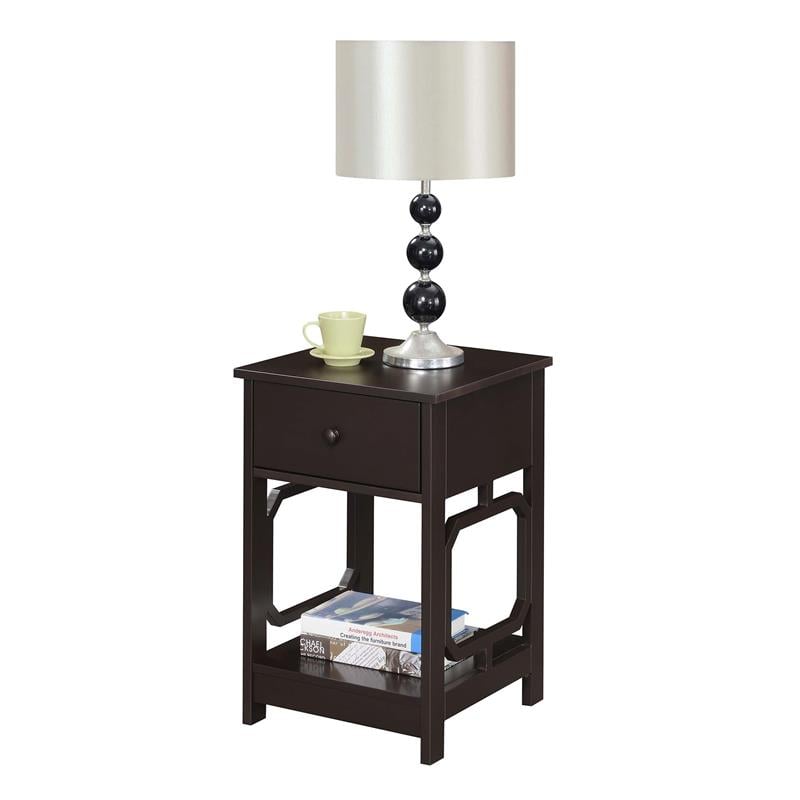 Home Square One-Drawer End Table in Espresso Wood Finish - Set of 2