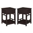 Home Square One-Drawer End Table in Espresso Wood Finish - Set of 2