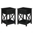 Home Square Furniture One-Drawer End Table in Black Wood Finish - Set of 2