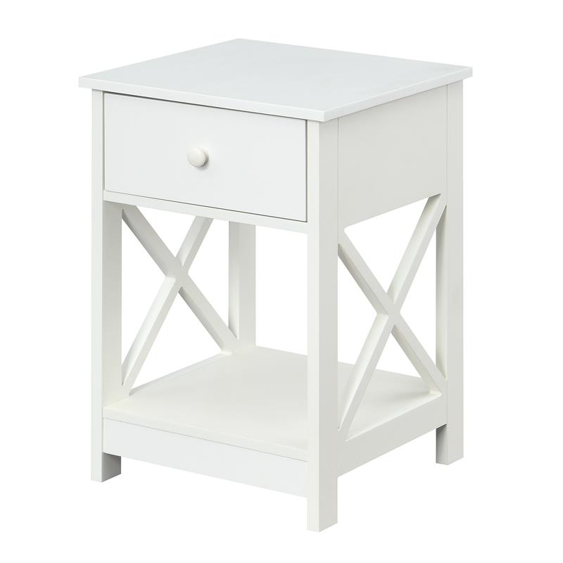Home Square Furniture One-Drawer End Table in White Wood Finish - Set of 2