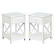 Home Square Furniture One-Drawer End Table in White Wood Finish - Set of 2