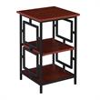 Home Square Black Metal Frame End Table in Cherry Wood Finish - Set of 2