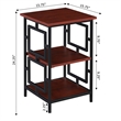 Home Square Black Metal Frame End Table in Cherry Wood Finish - Set of 2