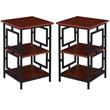 Home Square Black Metal Frame End Table in Cherry Wood Finish - Set of 2