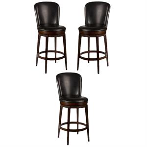 Home Square 26&quot Swivel Counter Stool in Dark Brown Cherry - Set of 3