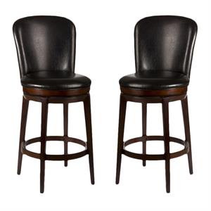 Home Square 30.5&quot Swivel Bar Stool in Dark Brown Cherry - Set of 2