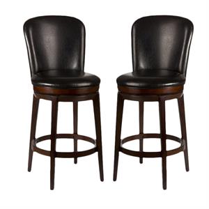 Home Square 26&quot Swivel Counter Stool in Dark Brown Cherry - Set of 2