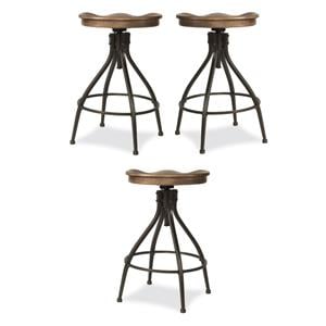 Home Square Furniture Adjustable Swivel Backless Stool- Set of 3