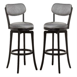 Home Square 30&quot Swivel Bar Stool in Black and Gray - Set of 2