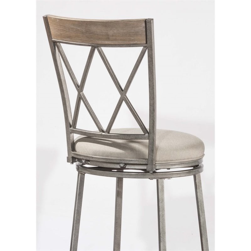 Home Square Swivel Counter Stool In Aged Pewter - Set of 3