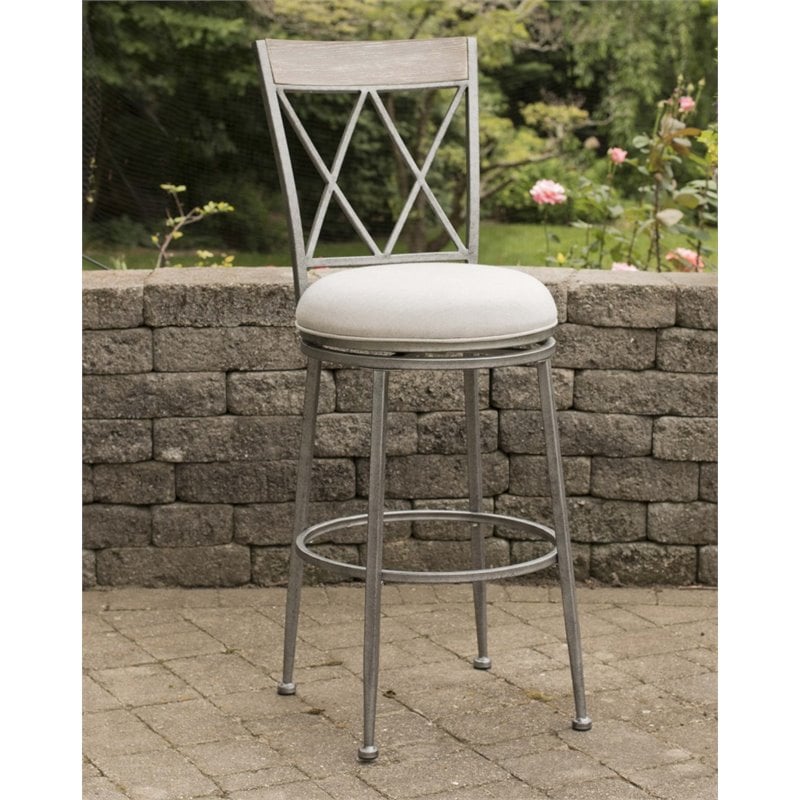 Home Square Swivel Counter Stool In Aged Pewter - Set of 3