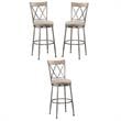 Home Square Swivel Counter Stool In Aged Pewter - Set of 3