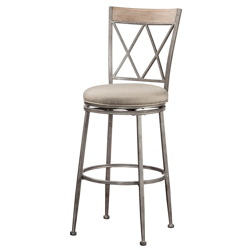 Home Square Swivel Counter Stool In Aged Pewter - Set of 2