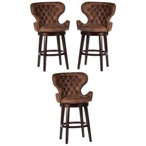 Home Square Swivel Counter Height Stool Chocolate - Set of 3