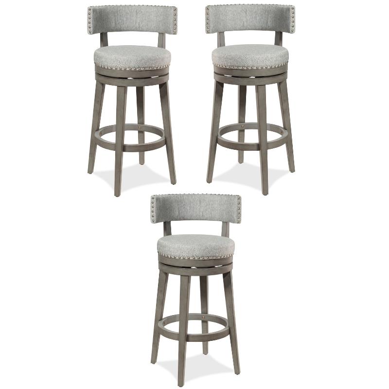 Home Square Swivel Bar Height Stool Antique Gray - Set of 3