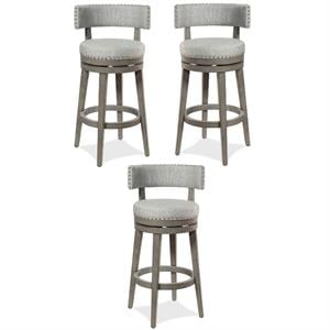Home Square Swivel Bar Height Stool Antique Gray - Set of 3