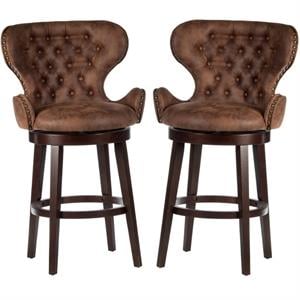 Home Square Swivel Counter Height Stool Chocolate - Set of 2