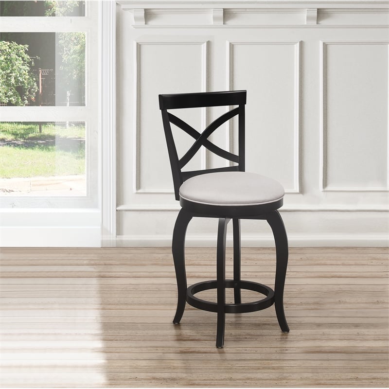 Home Square Swivel Counter Height Stool in Black - Set of 3
