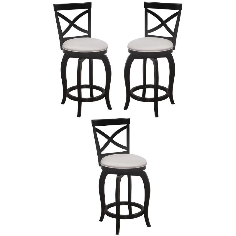 Home Square Swivel Counter Height Stool in Black - Set of 3