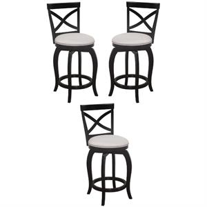 Home Square Swivel Counter Height Stool in Black - Set of 3