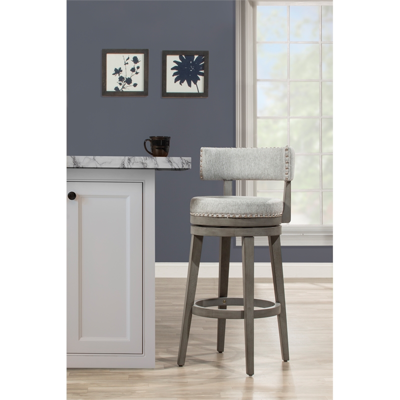 Home Square Swivel Bar Height Stool Antique Gray - Set of 2