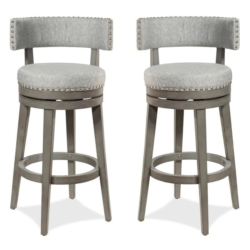 Home Square Swivel Bar Height Stool Antique Gray - Set of 2