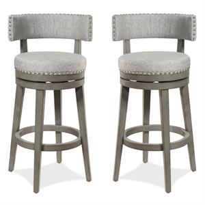 Home Square Swivel Bar Height Stool Antique Gray - Set of 2