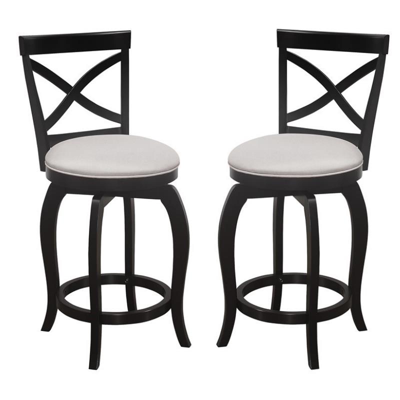 Home Square Swivel Counter Height Stool in Black - Set of 2