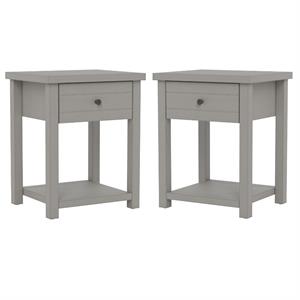 Home Square 24&quotH Wood Accent Table in Gray - Set of 2