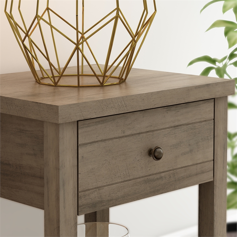 Home Square Wood Accent Table in Knotty Gray Oak - Set of 2