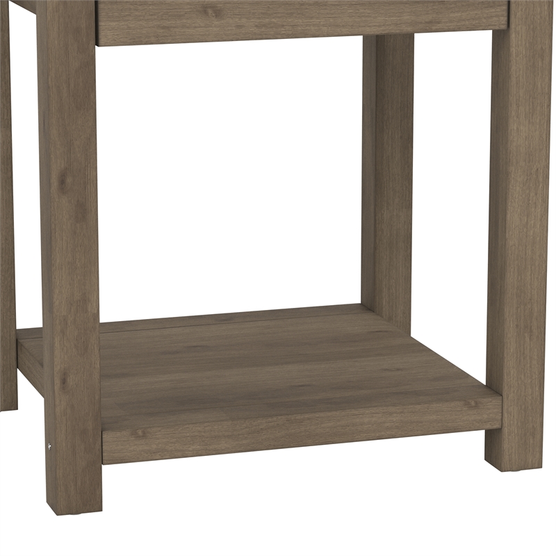 Home Square Wood Accent Table in Knotty Gray Oak - Set of 2