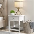Home Square Wood Accent Table in Matte White - Set of 2