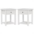 Home Square Wood Accent Table in Matte White - Set of 2