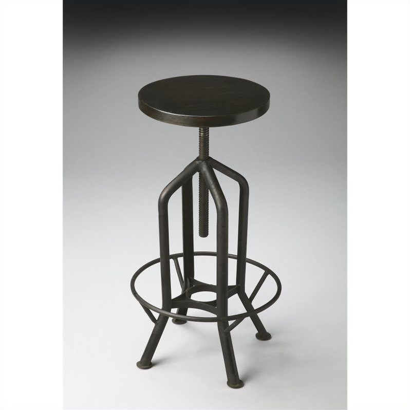 Home Square Adjustable Bar Stool in Black - Set of 3