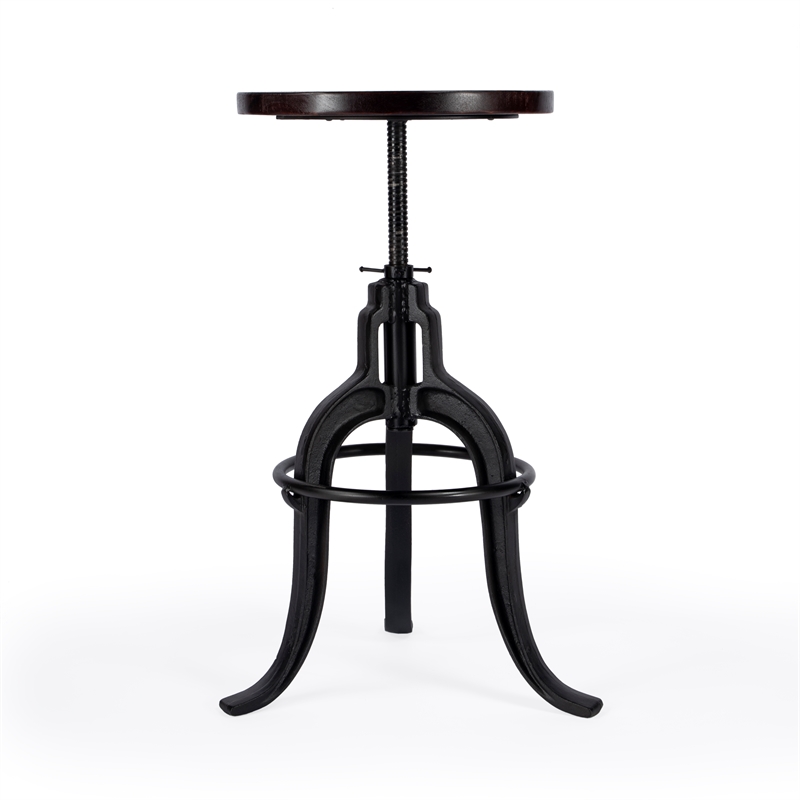 Home Square Industrial Chic Adjustable Bar Stool in Dark Brown - Set of 3