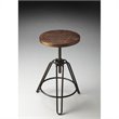 Home Square Industrial Chic Adjustable Bar Stool in Brown - Set of 3