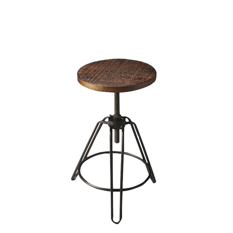 Home Square Industrial Chic Adjustable Bar Stool in Brown - Set of 3