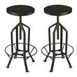 Home Square Adjustable Bar Stool in Black - Set of 2