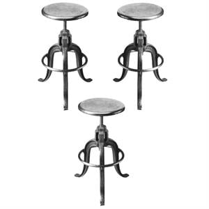 Home Square Industrial Chic 22&quot Parnell Iron Bar Stool - Set of 3