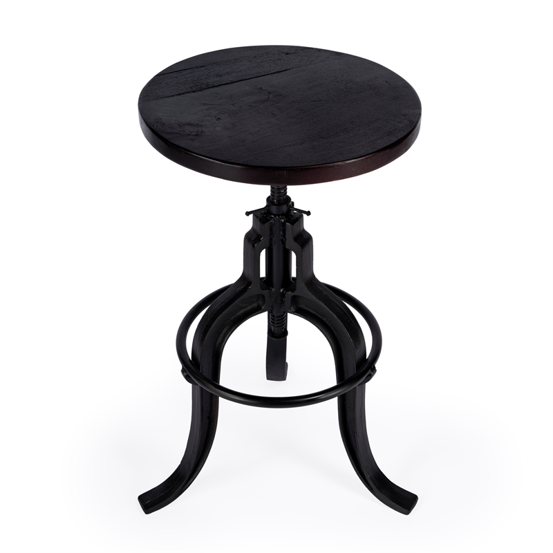 Home Square Industrial Chic Adjustable Bar Stool in Dark Brown - Set of 2