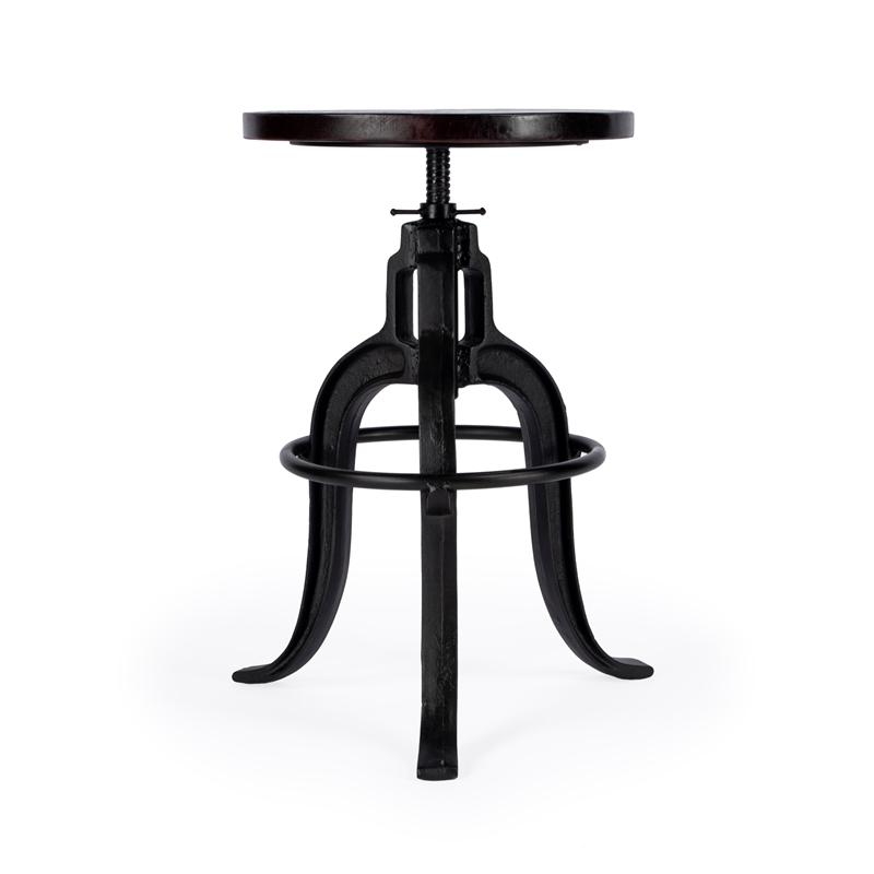 Home Square Industrial Chic Adjustable Bar Stool in Dark Brown - Set of 2
