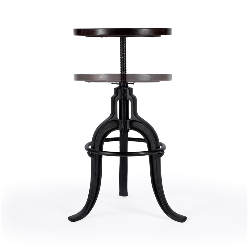 Home Square Industrial Chic Adjustable Bar Stool in Dark Brown - Set of 2