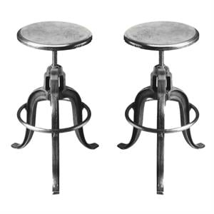 Home Square Industrial Chic 22&quot Parnell Iron Bar Stool - Set of 2