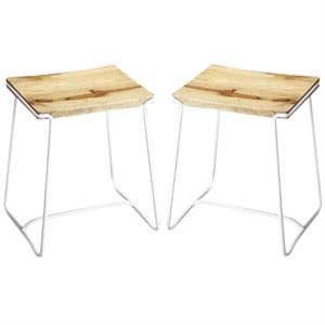 Home Square 21.5&quot Stool in Wood and Metal - Set of 2