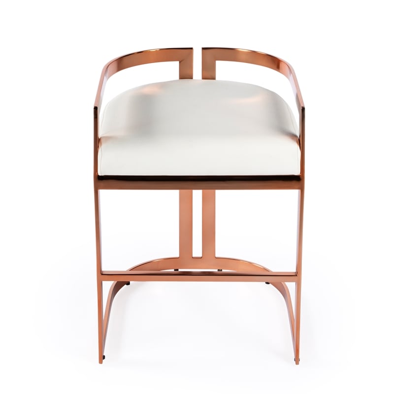 Home Square Rose Gold & White Faux Leather Counter Stool - Set of 2