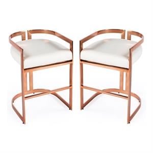 Home Square Rose Gold & White Faux Leather Counter Stool - Set of 2