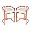 Home Square Rose Gold & White Faux Leather Counter Stool - Set of 2