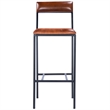Home Square Leather & Metal Bar Stool in Brown - Set of 3