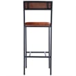 Home Square Leather & Metal Bar Stool in Brown - Set of 3